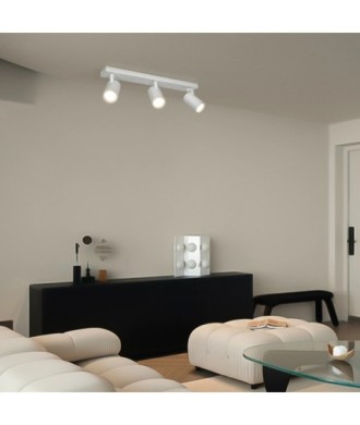 kelvo® SPOTA KLV-101-0139 Κινούμενο Φωτιστικό Σποτ Οροφής για 3 Λάμπες MR16 με Ντουί GU10 AC 220-240V IP20 - Λευκό Ματ - Μ48 x Π6.2 x Υ14cm